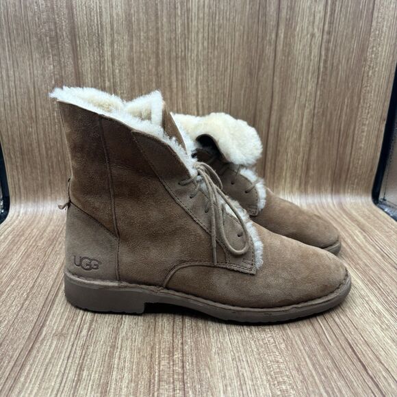 UGG QUINCY WOMEN ANKEL BOOTS SUEDE CHESTNUT US 9.5/ UK 7.5 /EU 40.5 - Picture 2 of 11